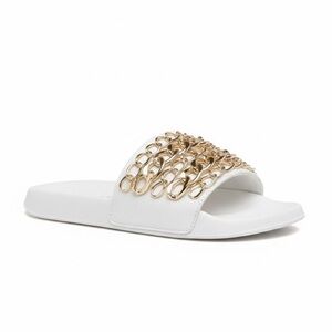 Sz 6 White Tici Chain Strap Slide NIB